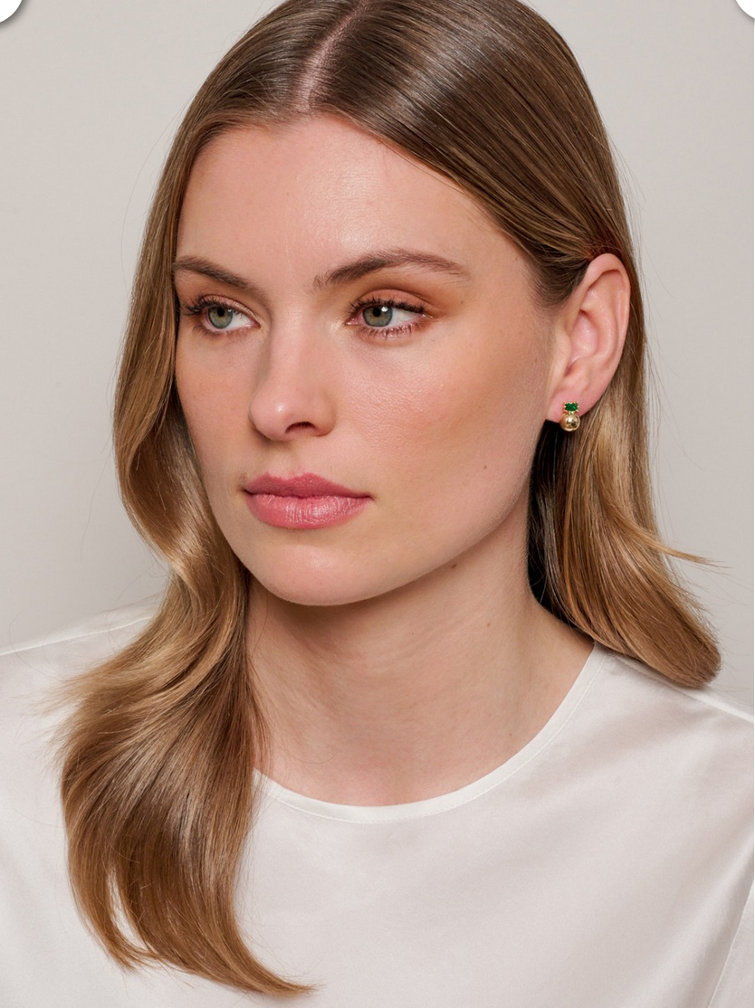 Emerald and Gold Elyse Earrings Earrings Tiger Tree