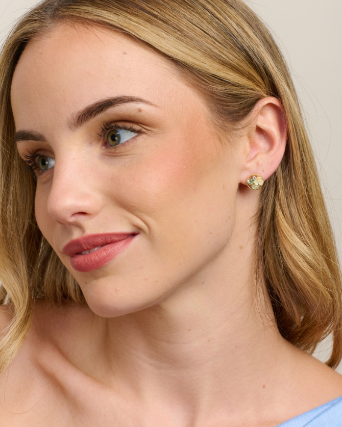 Green Flower Crystal Bouquet Earrings Earrings Tiger Tree