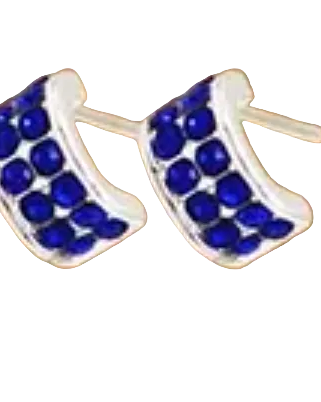 Half Hoop Crystal Post Earring Sapphire Silver Earrings Fabienne