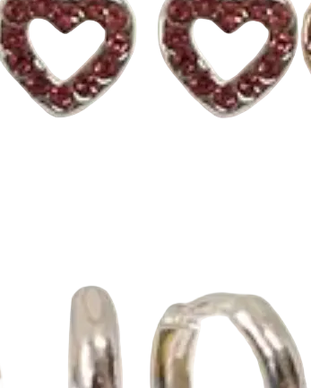 Sprinkles Cz Heart & Hoop Earring Pair Pink Silver Earrings Fabienne