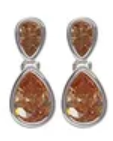 Double Teardrop Post Earring Silver Champagne Earrings Fabienne