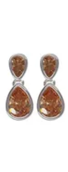 Double Teardrop Post Earring Silver Champagne Earrings Fabienne