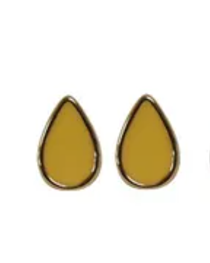 Enamel Teardrop Post Earring Bamboo Yellow Gold Earrings Fabienne
