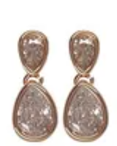 Double Teardrop Post Earring Rose Gold/Clear Earrings Fabienne