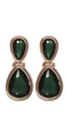 Double Teardrop Post Earring Emerald Rose Gold Earrings Fabienne