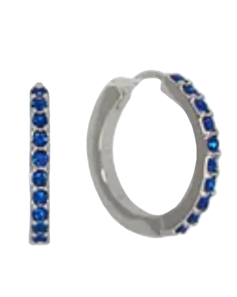 Multi Cz Hoop ER Sapphire Silver Earrings Fabienne