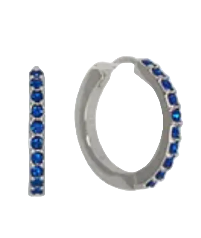 Multi Cz Hoop ER Sapphire Silver Earrings Fabienne