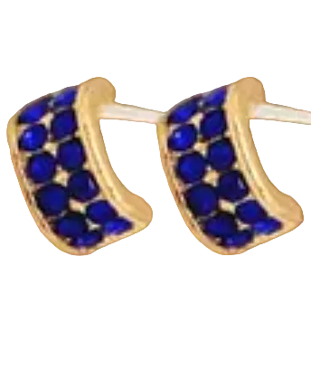 Half Hoop Crystal Post Earring Sapphire Gold Earrings Fabienne