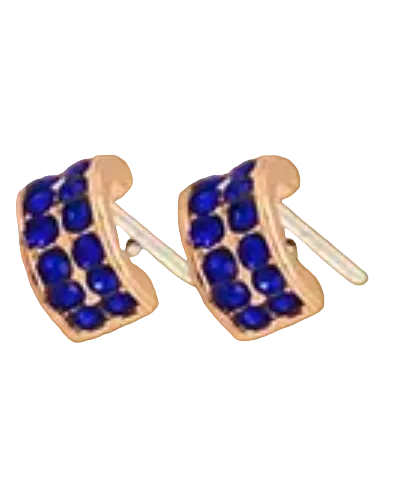 Half Hoop Crystal Post Earring Sapphire Rose Gold Earrings Fabienne