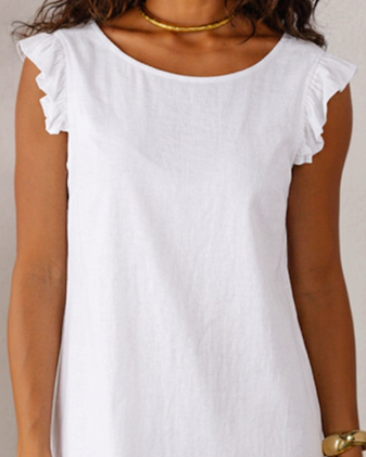 Sienna Midi Dress White - Linen Viscose Dresses Coconinya