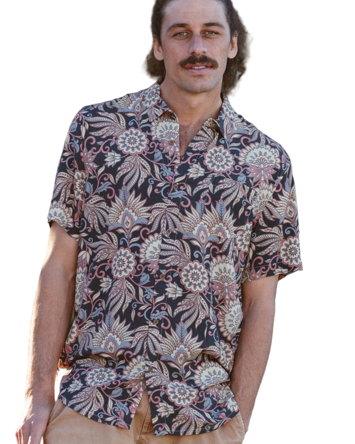 Skumi Mens Button Up Short Sleeve Shirt Plant World Mens Tops Skumi XXL