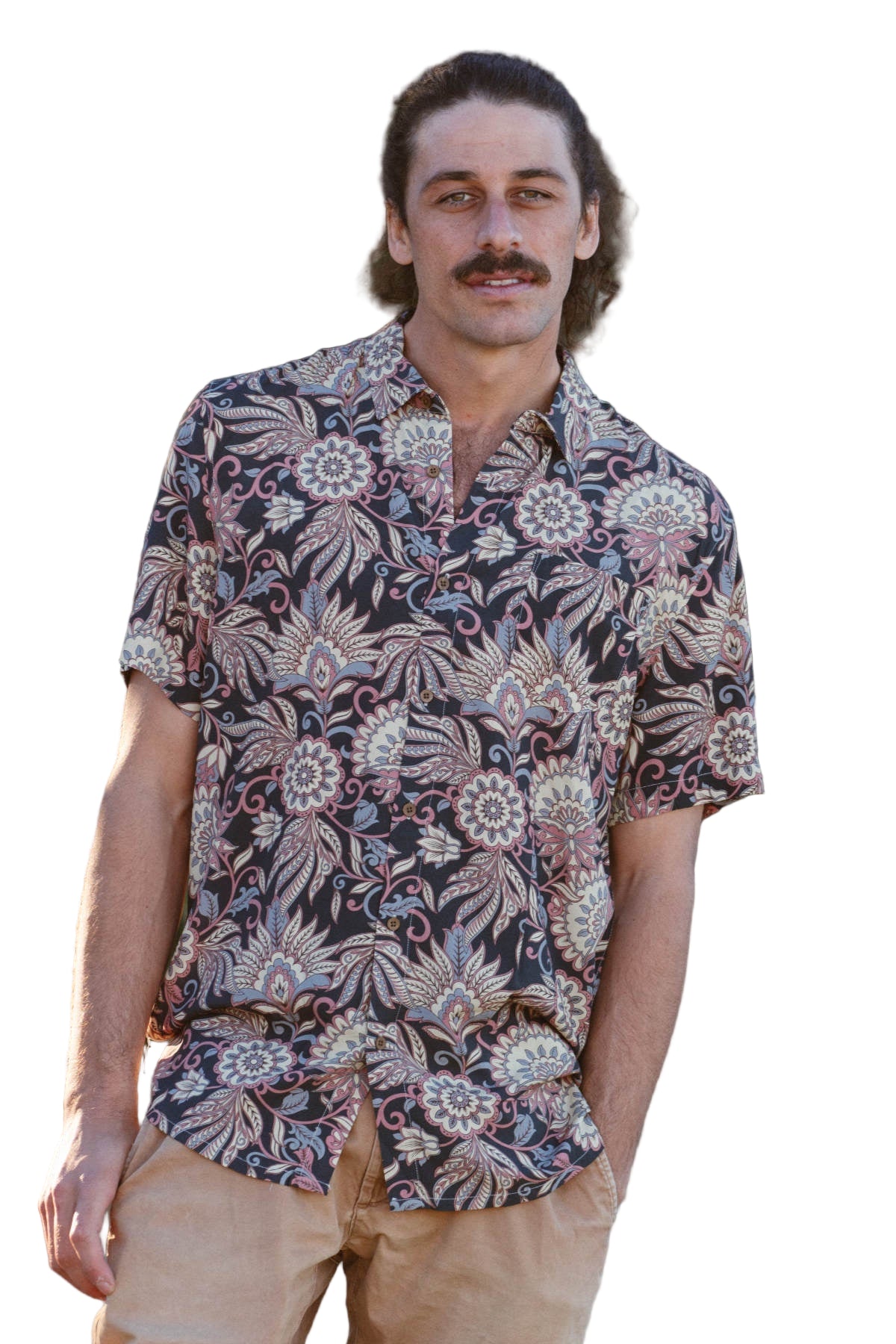 Skumi Mens Button Up Short Sleeve Shirt Plant World Mens Tops Skumi XXL