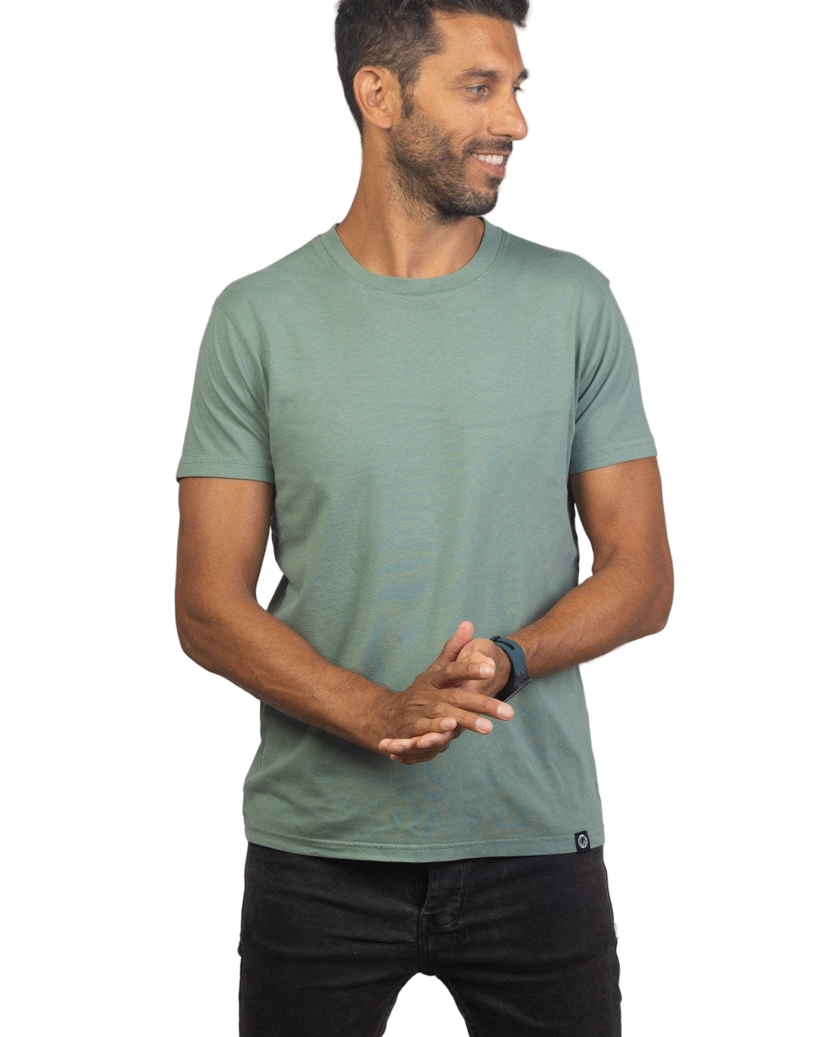 Dusty Jade Organic Cotton T-shirt Mens Tops Skumi XS