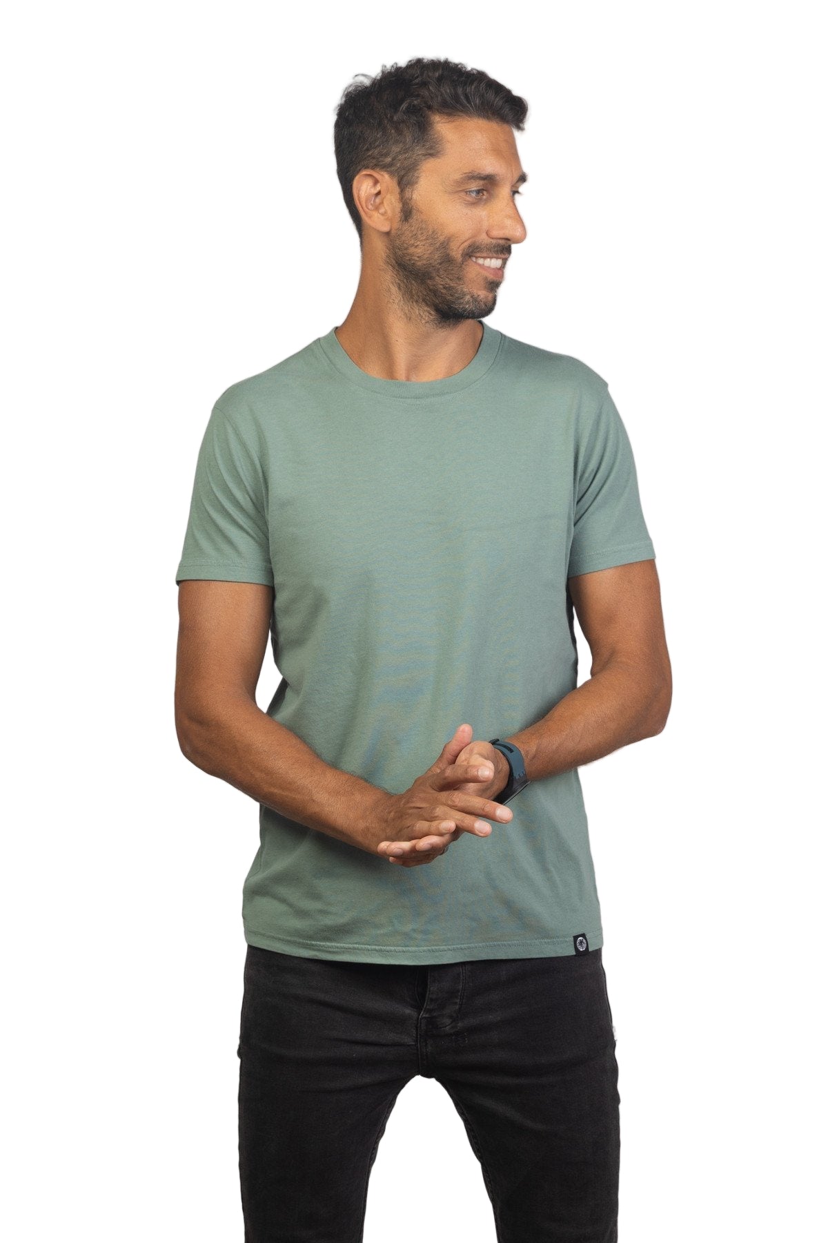 Dusty Jade Organic Cotton T-shirt Mens Tops Skumi XS