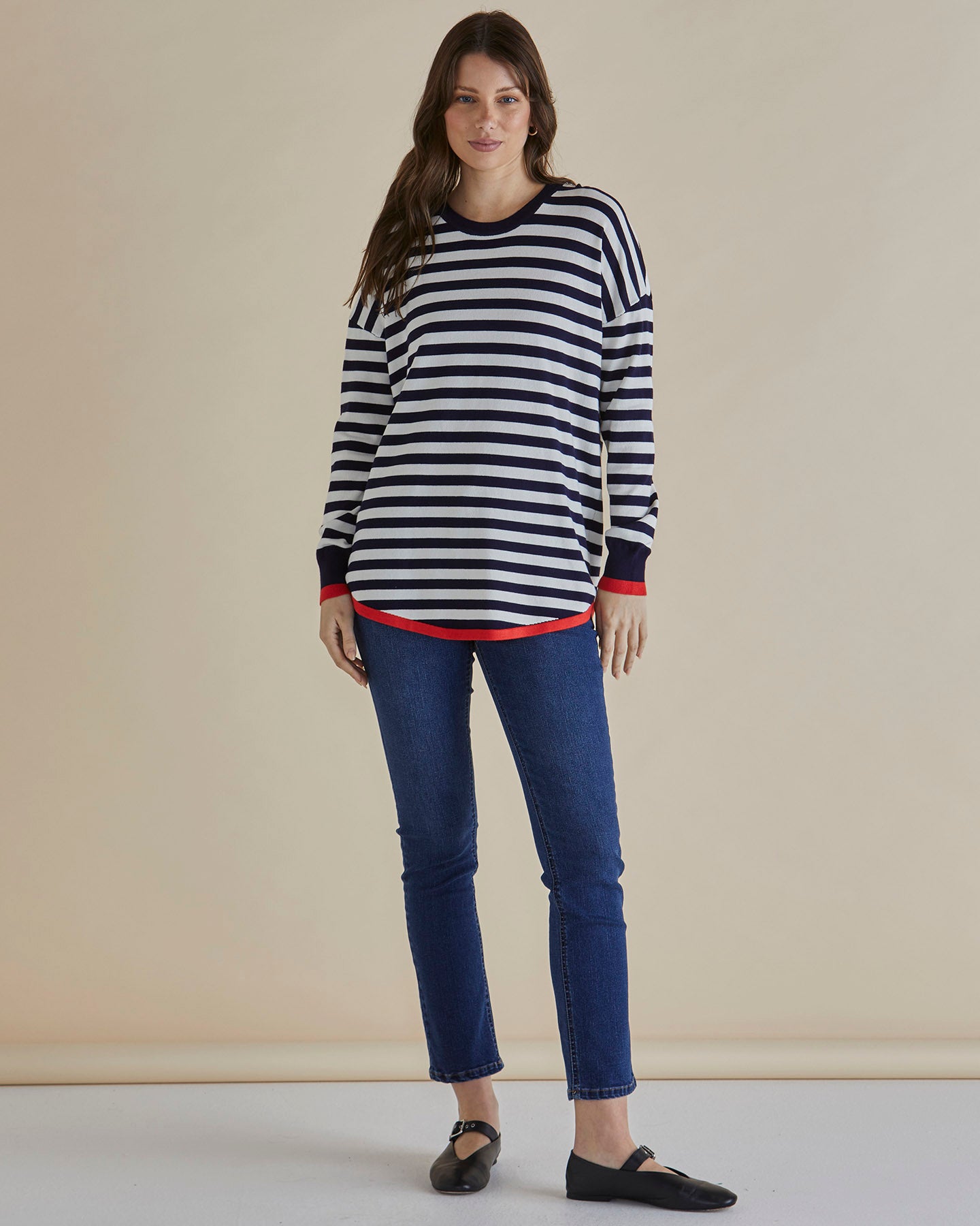 Sophie Knit Jumper - Navy Stripe Tops Betty Basics