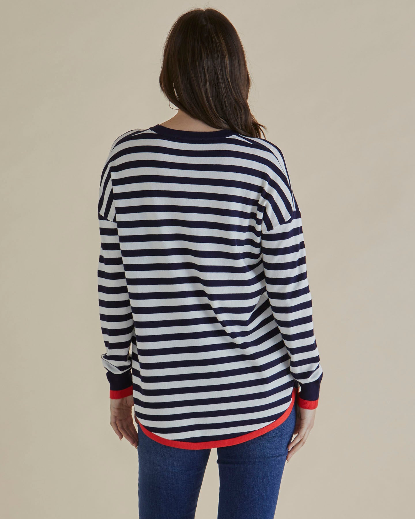 Sophie Knit Jumper - Navy Stripe Tops Betty Basics