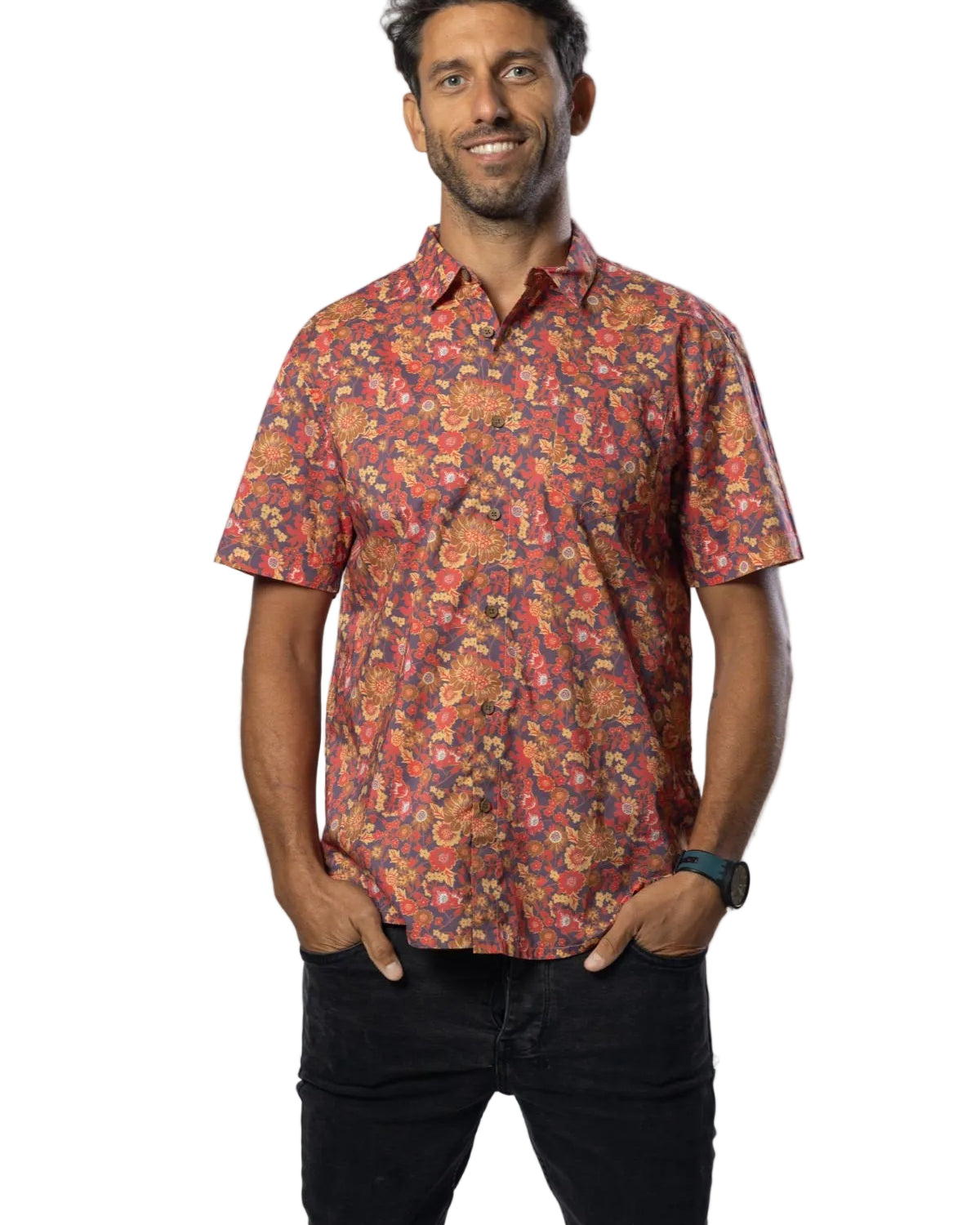Spring Bloom Cotton Mens Shirt Mens Tops Skumi S