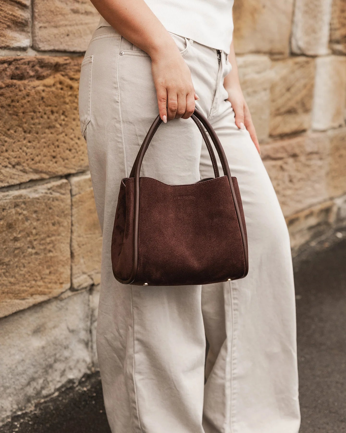 Steffie Suedette Mini Tote Bag - Chocolate - Global Free Style