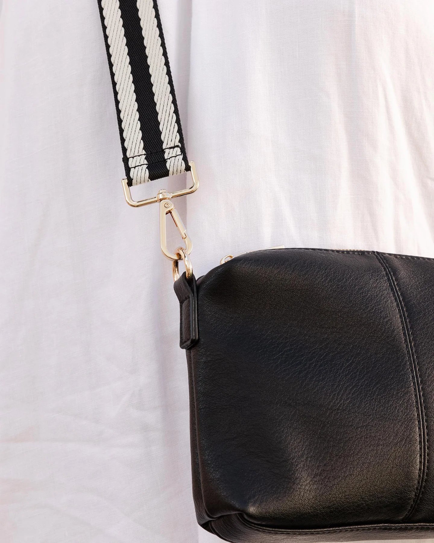 Stripe Webbing Bag Strap Black / Black Bags and Purses Louenhide