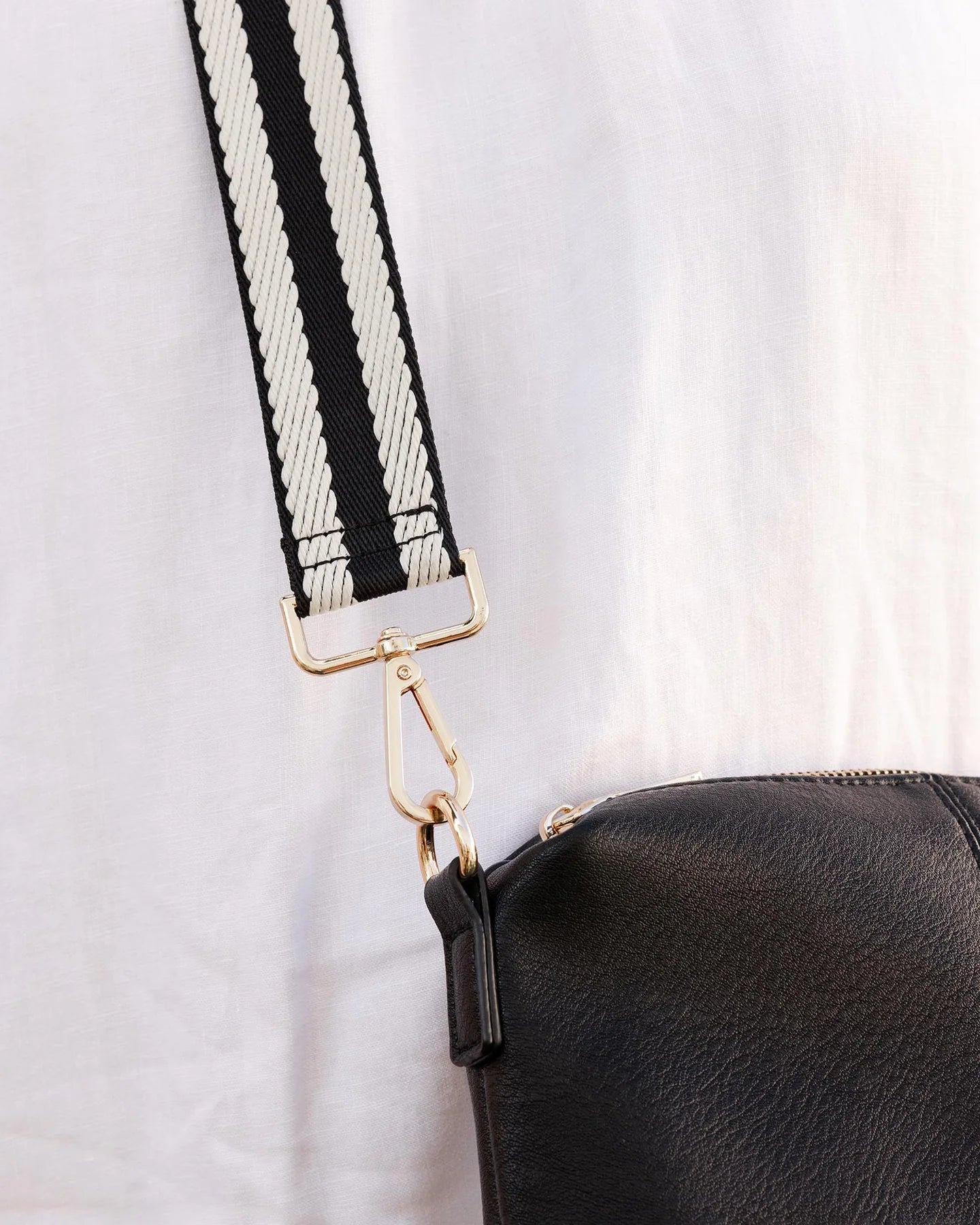 Stripe Webbing Bag Strap Black / Black Bags and Purses Louenhide