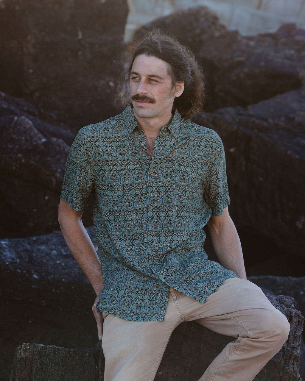 Island Warrior Mens Short Sleeve Shirt Mens Tops Skumi