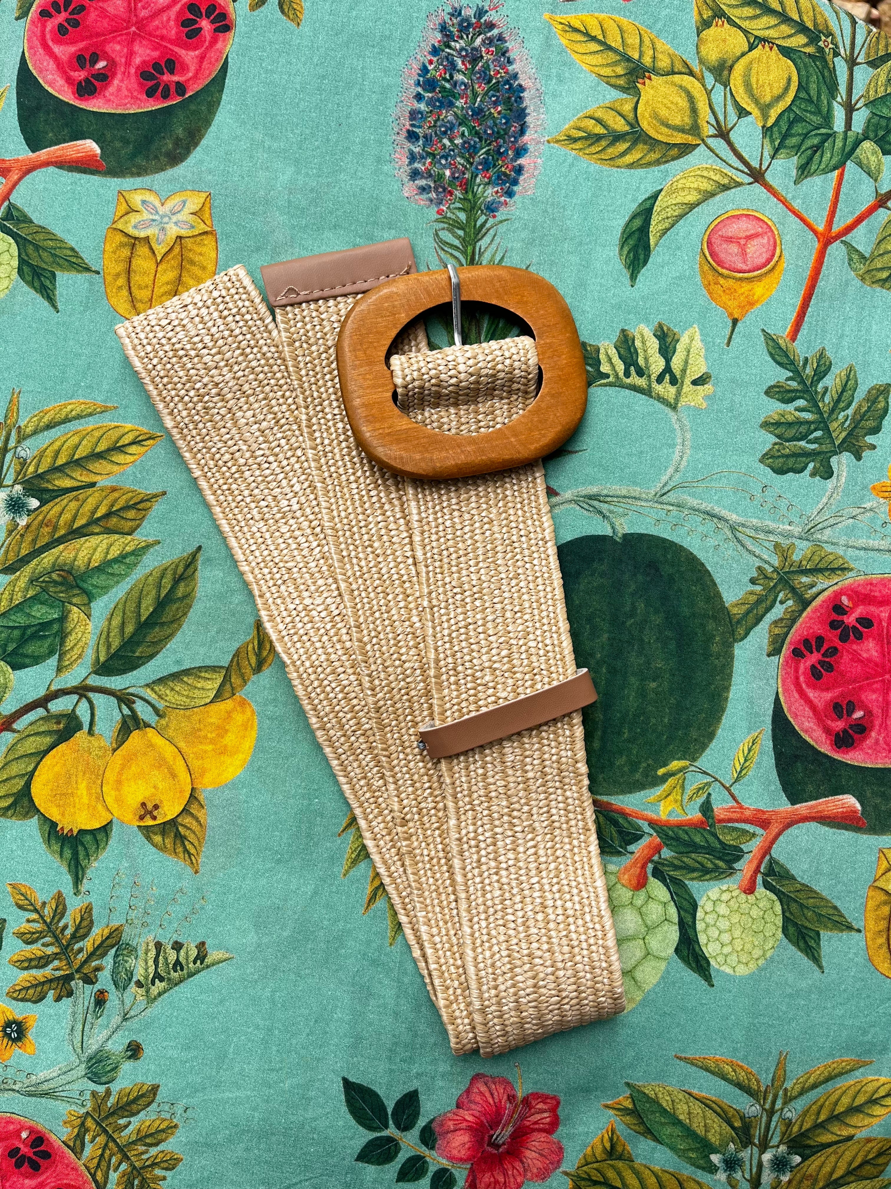 Summer Square-Round Buckle Belt Cream Belts Evie Clare
