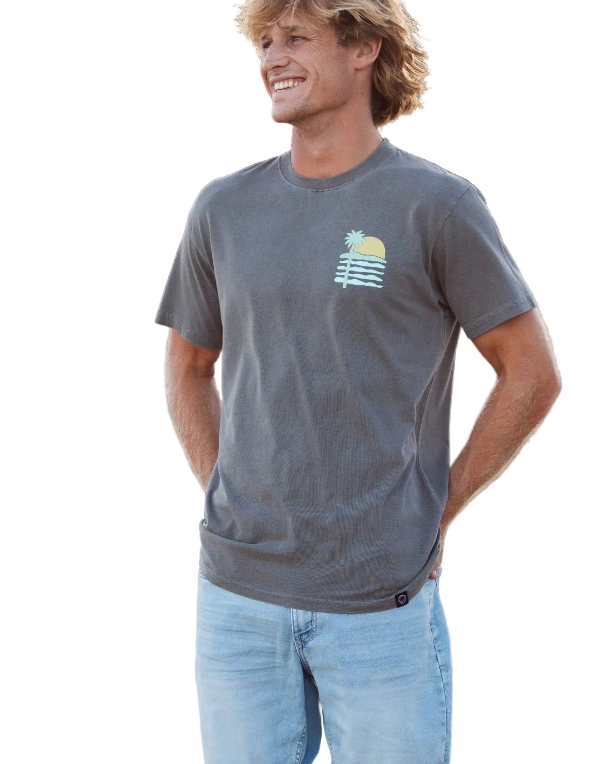 Sun-Beach-Palm Ash Mens T Shirt Mens Tops Skumi S