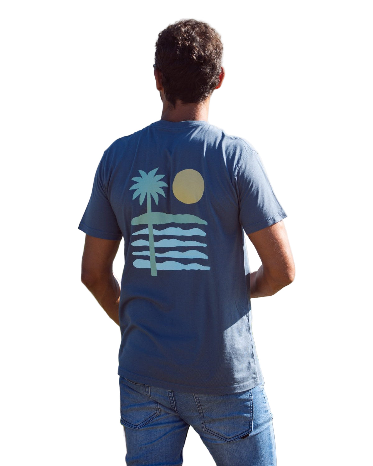 Sun Beach Palm Classic Blue Mens T Shirt Mens Tops Skumi S