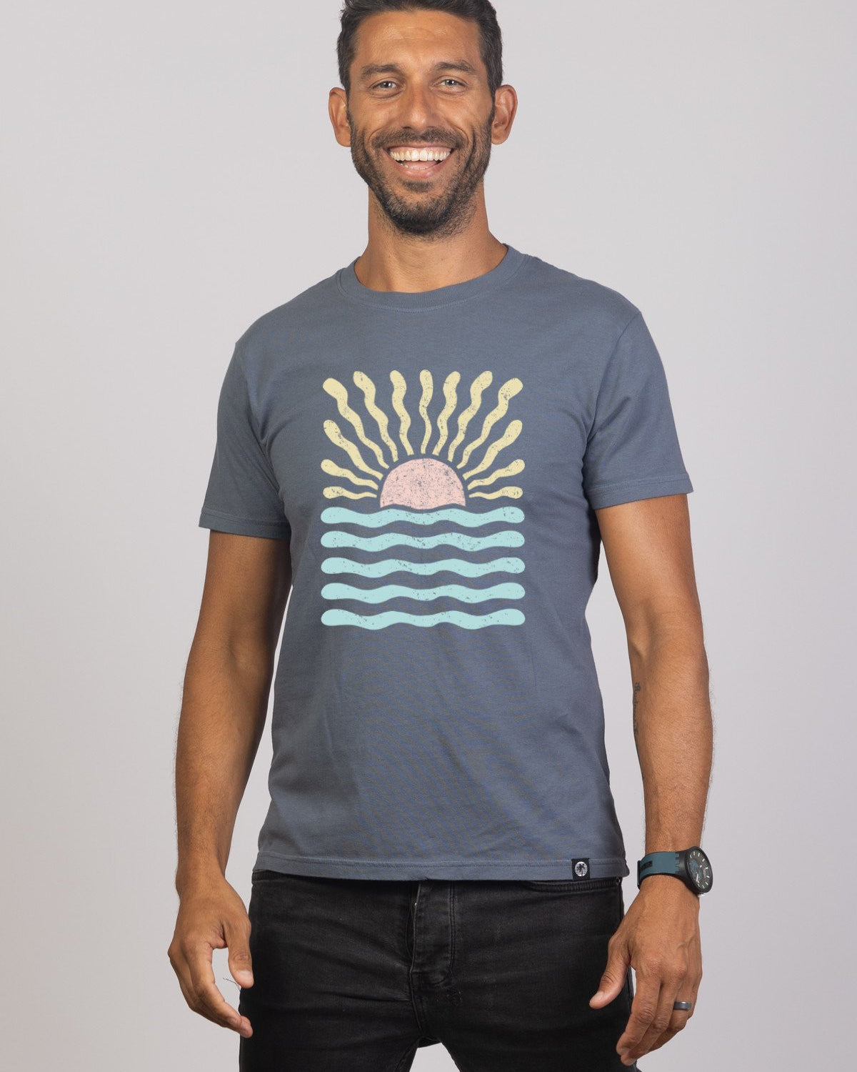 Night Blue Sunrise Over Sea Mens Tops Skumi