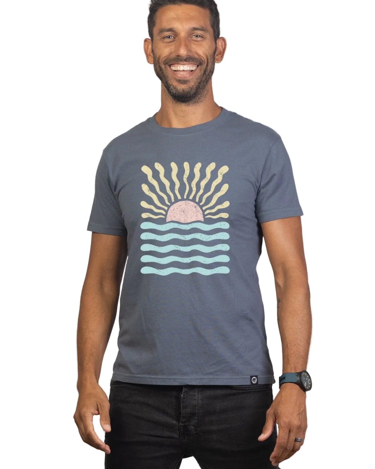 Night Blue Sunrise Over Sea Mens Tops Skumi L