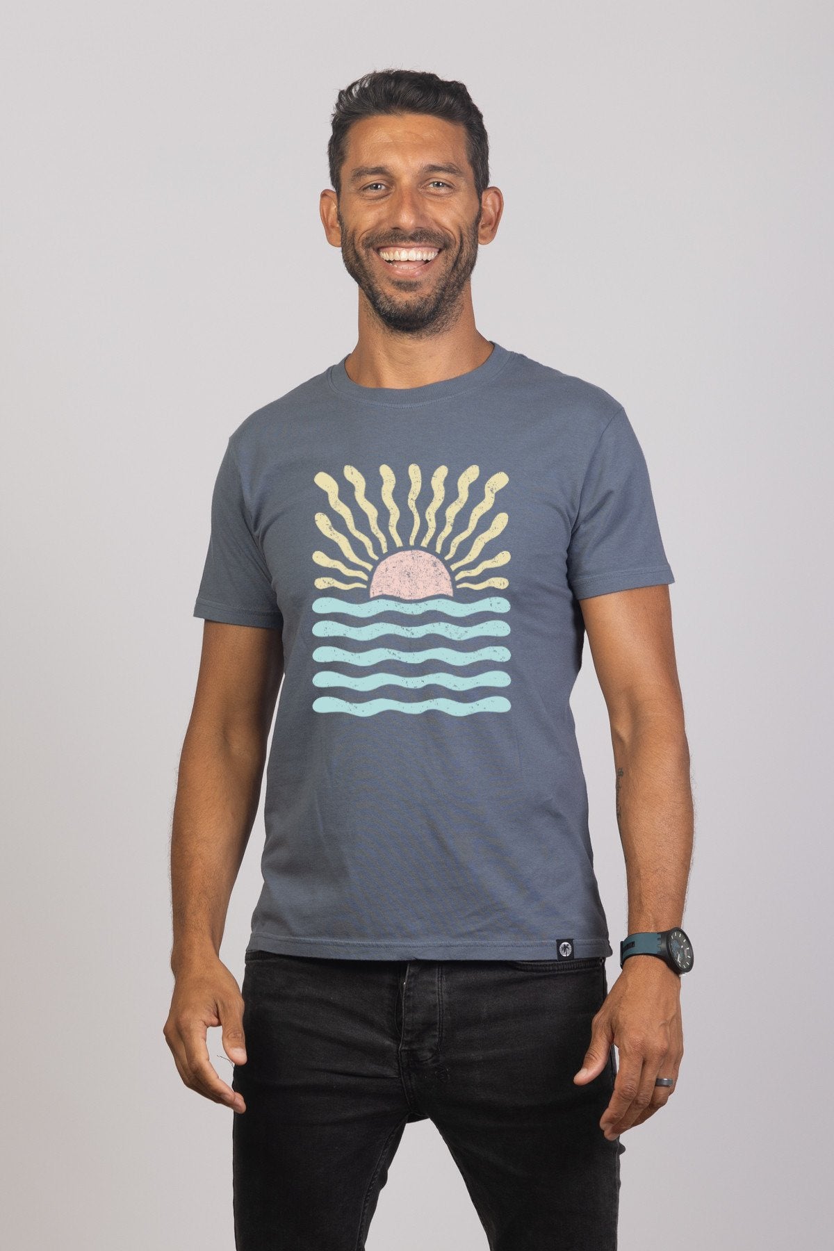 Night Blue Sunrise Over Sea Mens Tops Skumi