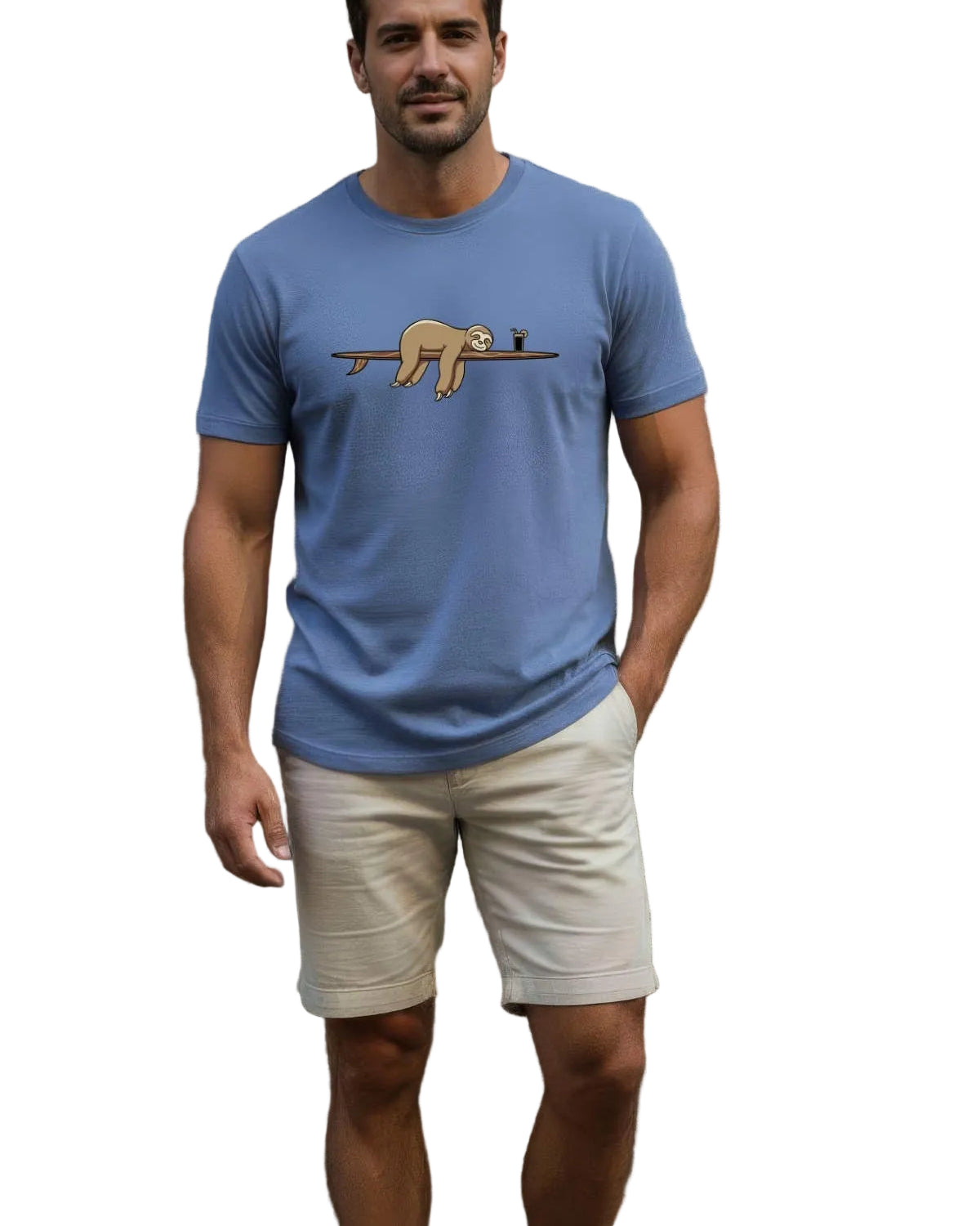 Surfing Sloth Sapphire Blue Mens Tops Skumi S