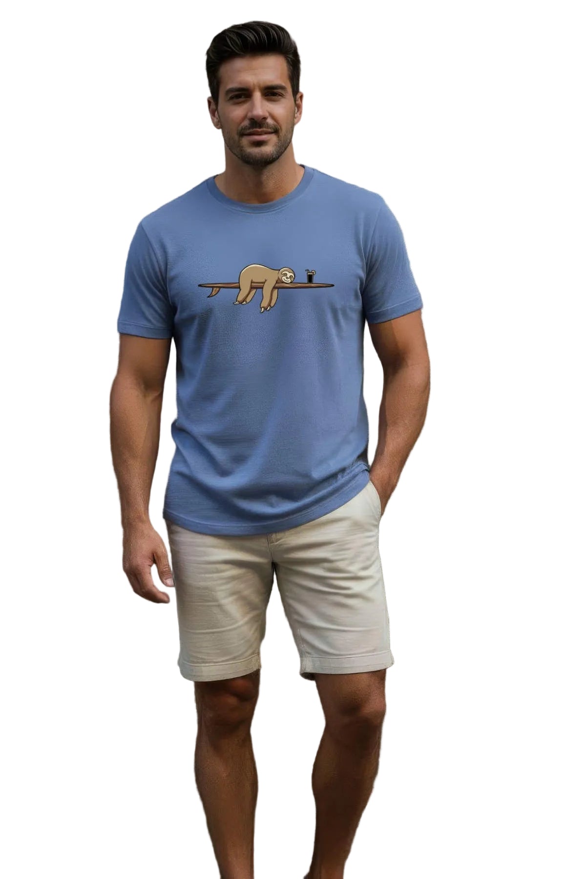 Surfing Sloth Sapphire Blue Mens Tops Skumi S