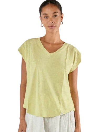 T-shirt Plain V Neck Sage Tops Ibisa XS(36)