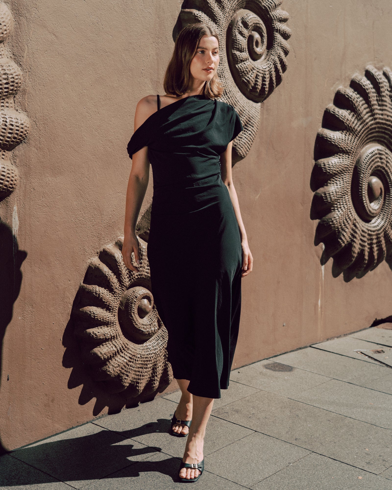 Asymmetrical Neckline Maxi Dress Black Dresses White Closet