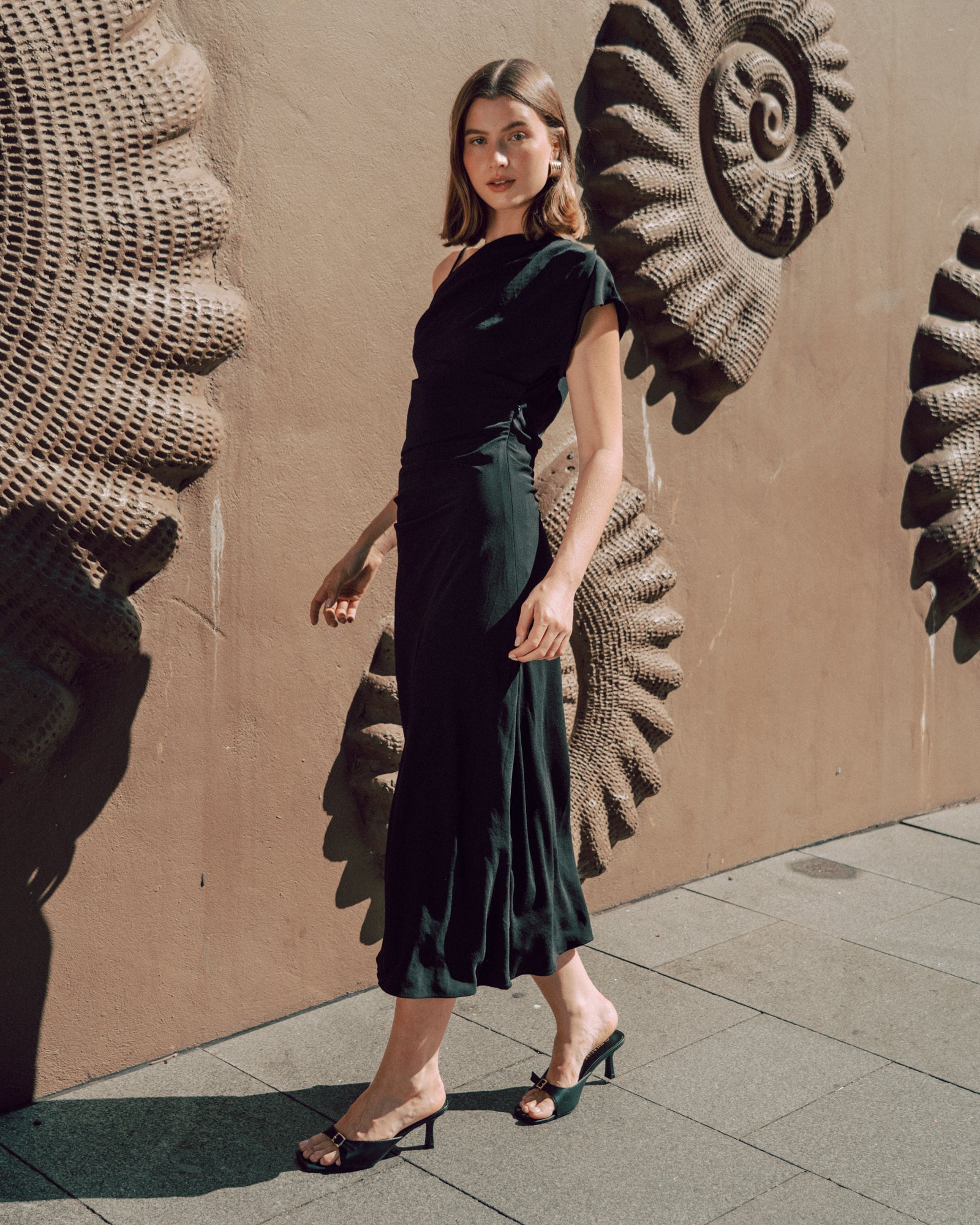 Asymmetrical Neckline Maxi Dress Black Dresses White Closet