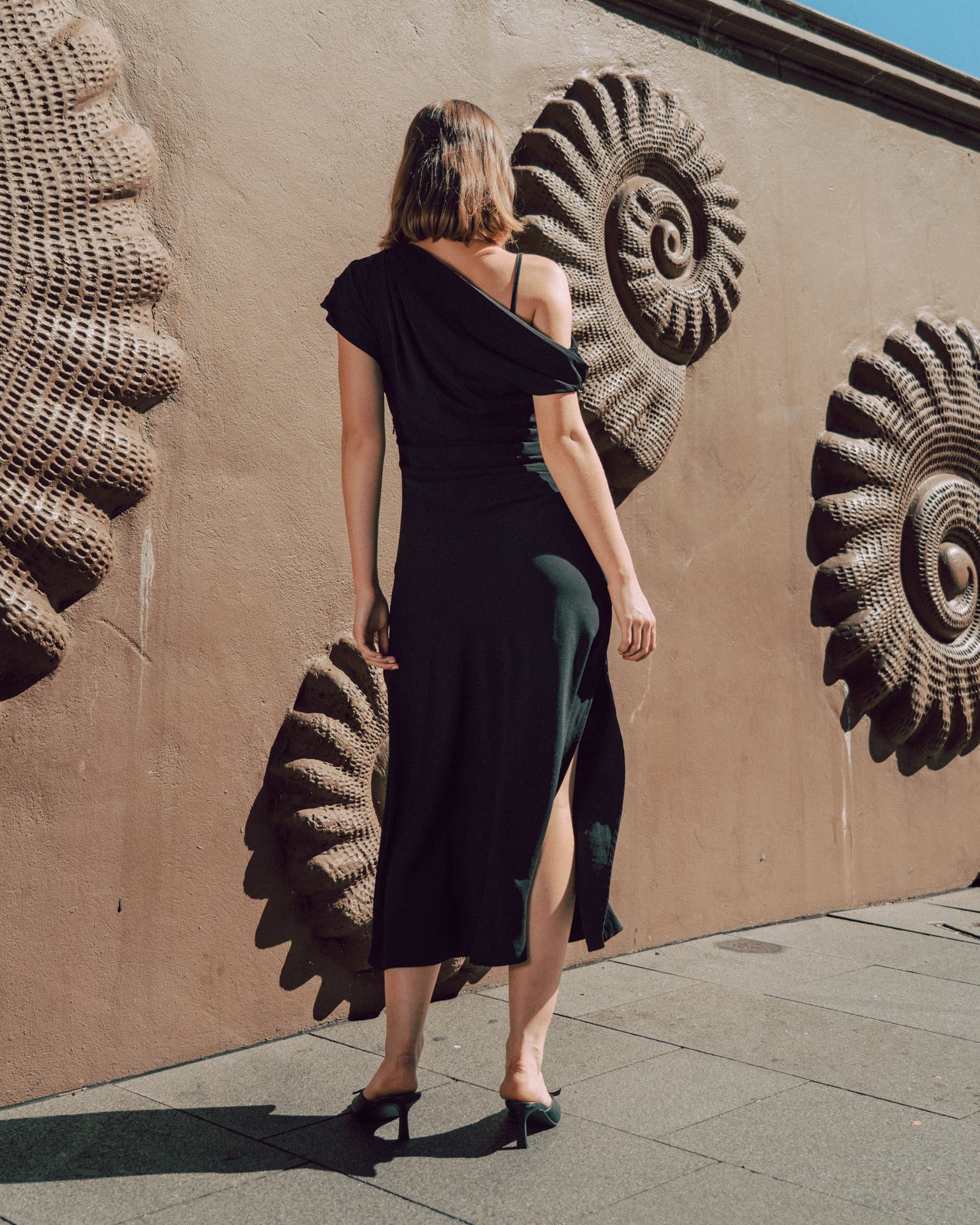 Asymmetrical Neckline Maxi Dress Black Dresses White Closet