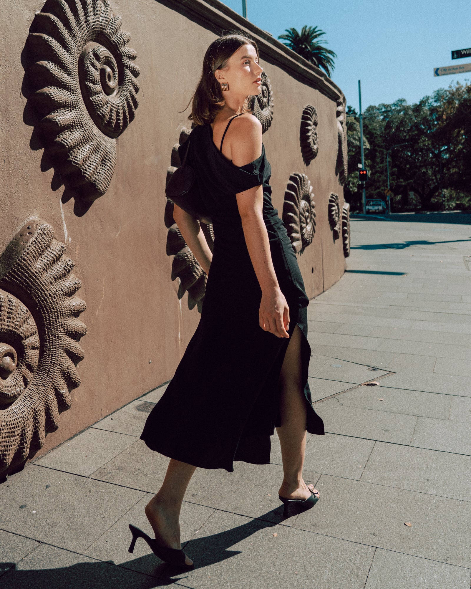 Asymmetrical Neckline Maxi Dress Black Dresses White Closet