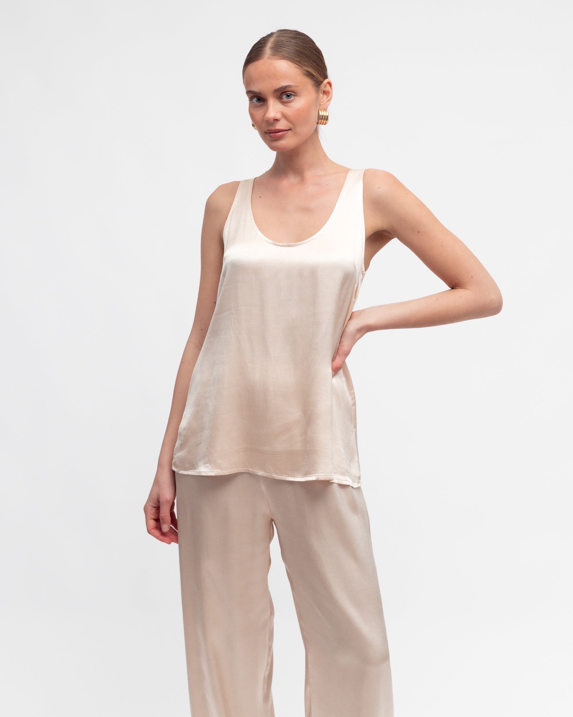 Bethany Satin Top Champagne - Global Free Style