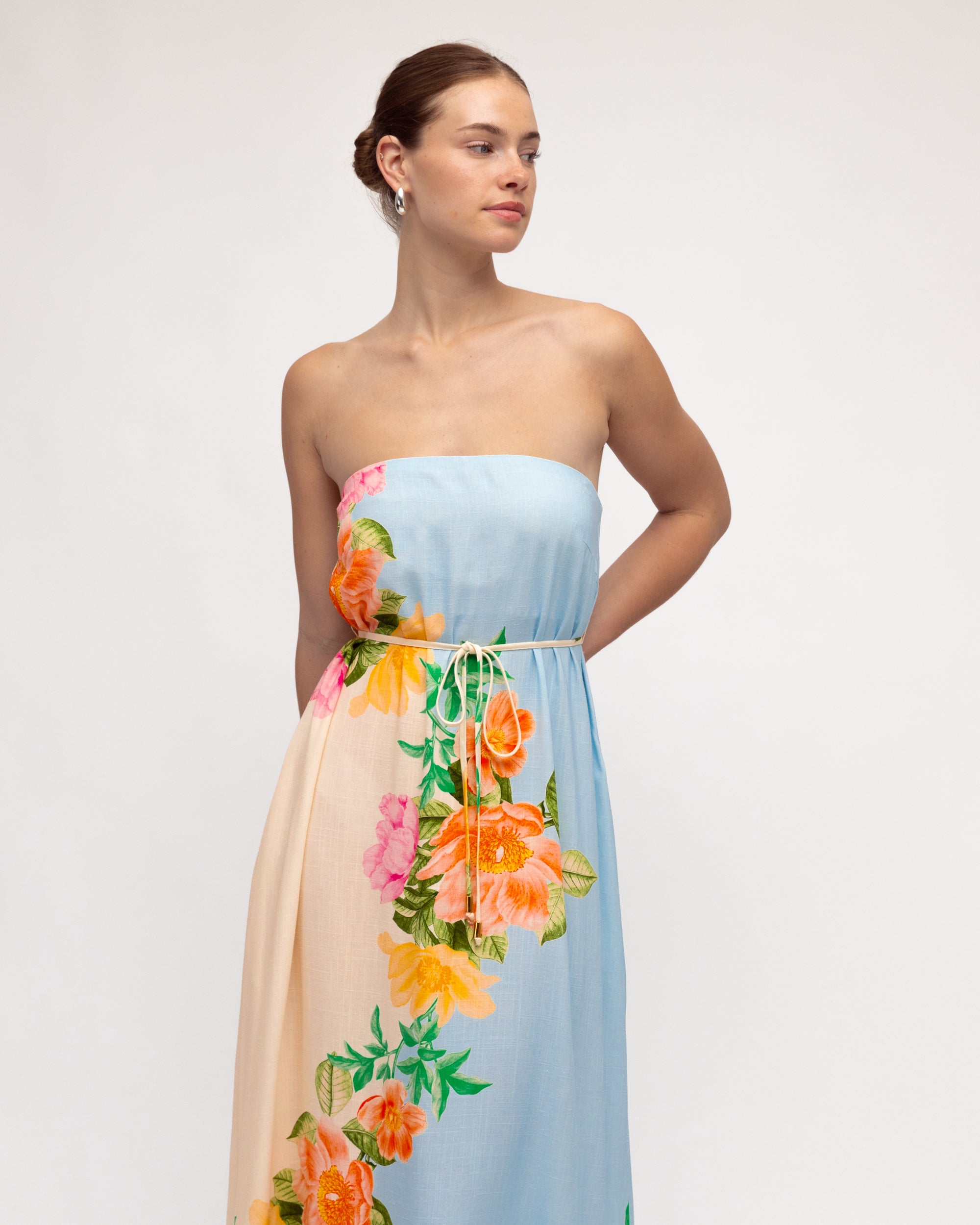 Botanical Blue Maxi Dress Dresses White Closet