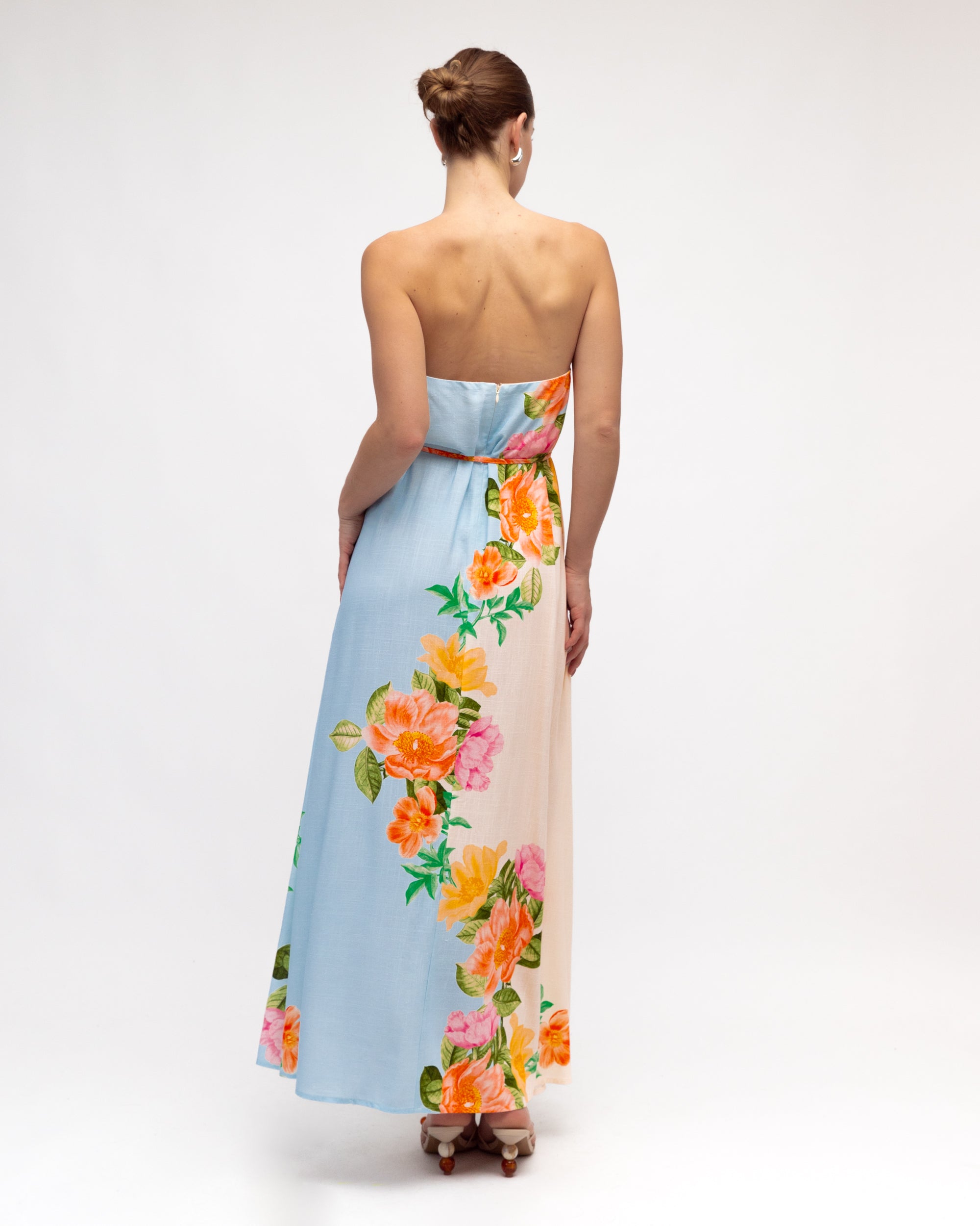 Botanical Blue Maxi Dress Dresses White Closet