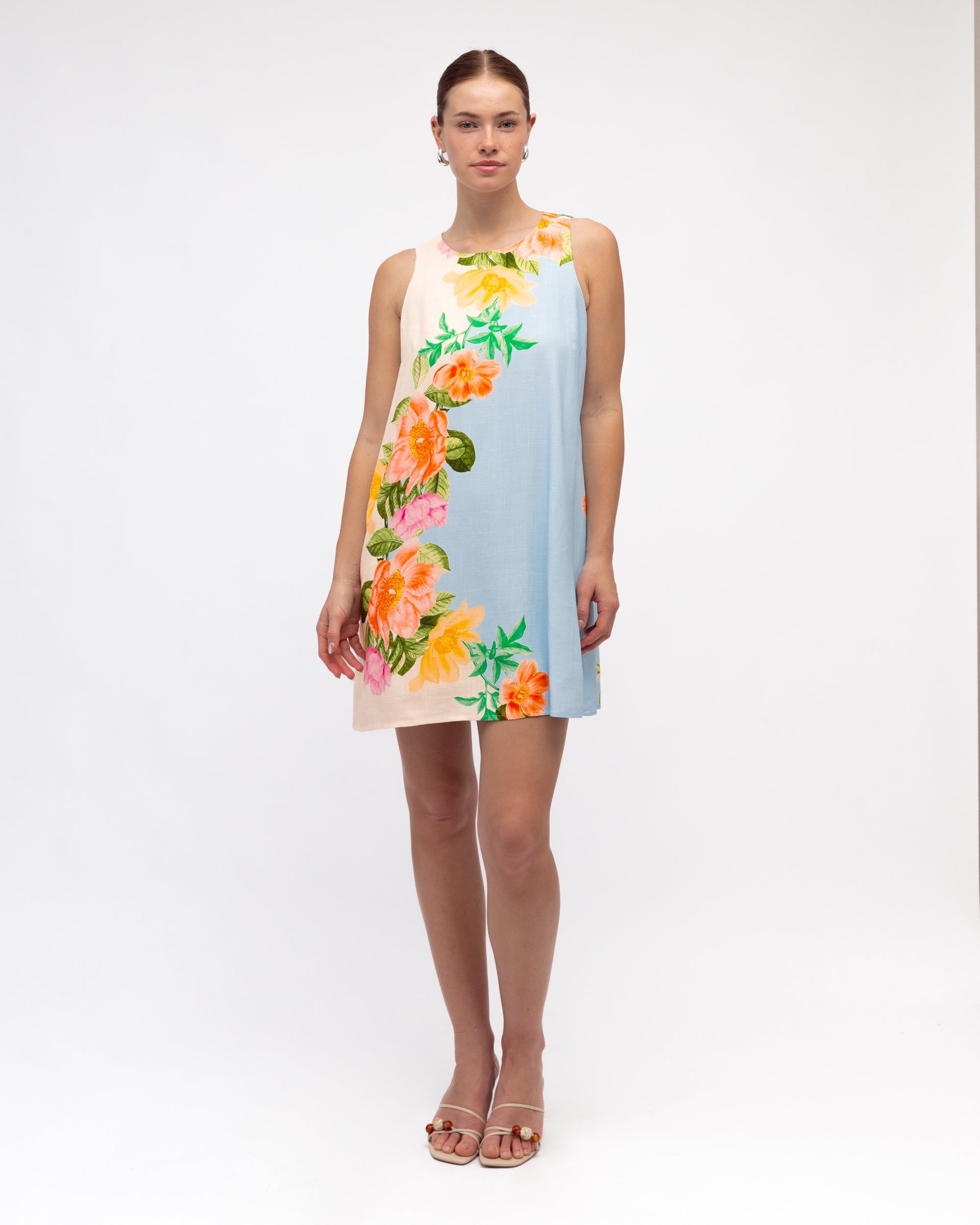 Botanical Blue Mini Dress - Global Free Style