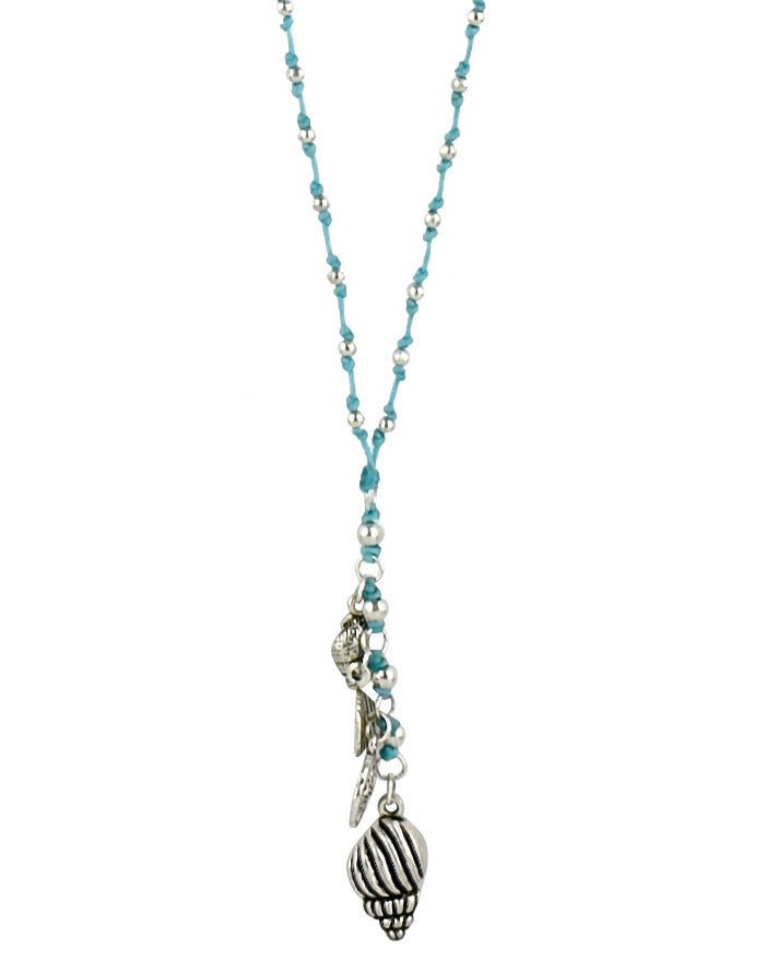 Waxed Cord Necklace Seashell Aqua Necklaces Taylor Hill
