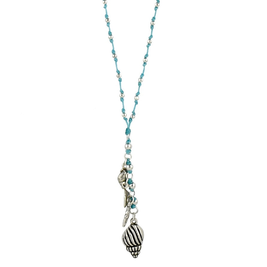 Waxed Cord Necklace Seashell Aqua Necklaces Taylor Hill