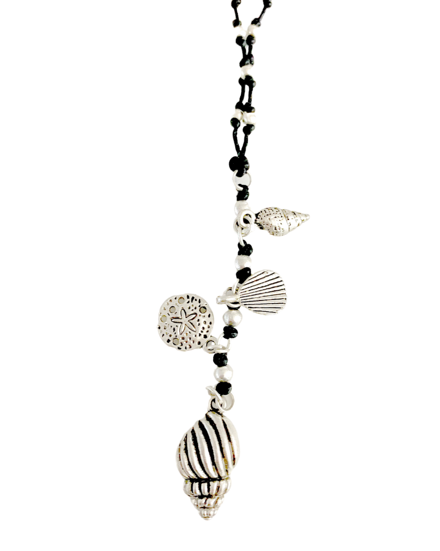 Waxed Cord Necklace Seashell Black Necklaces Taylor Hill