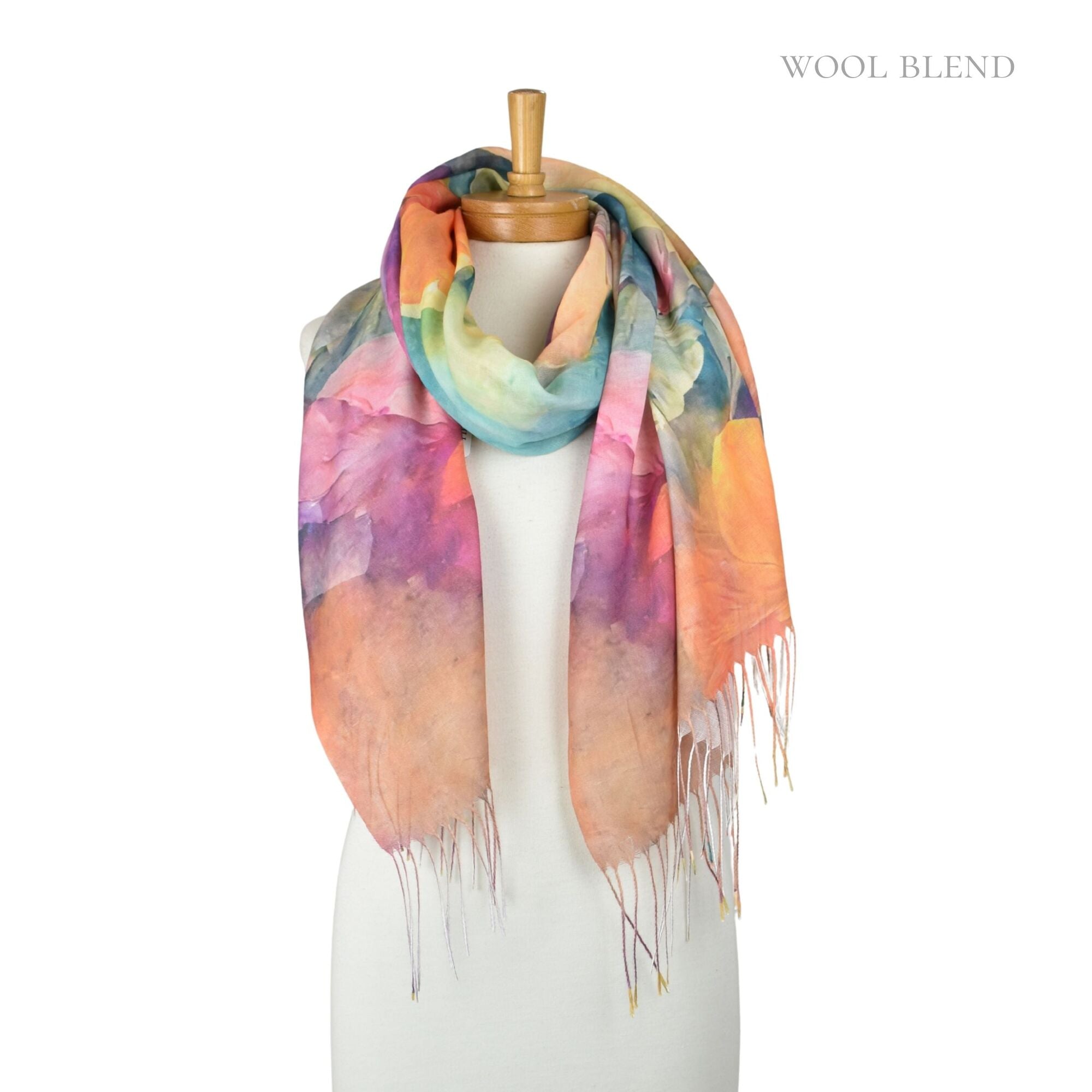 Gardenia Watercolour Scarf Multicolour Scarves and Sarongs Taylor Hill