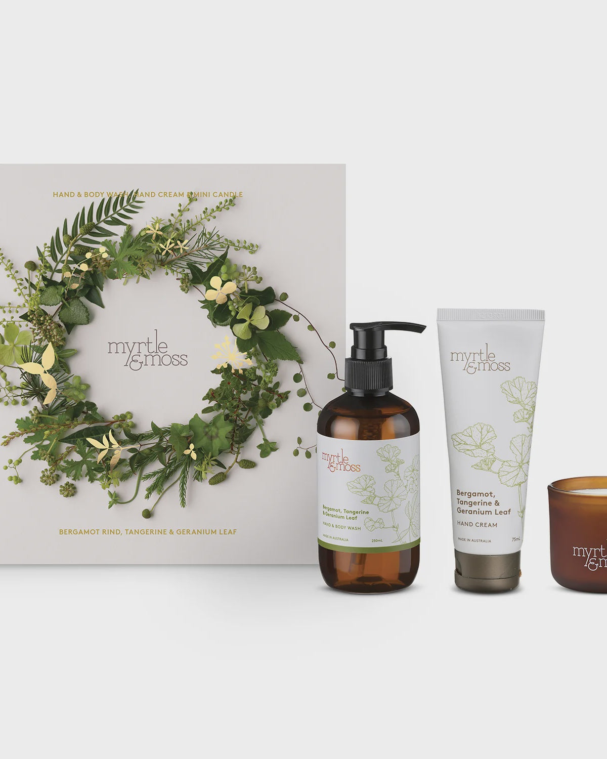 Christmas Trio Christmas Candles Bergamot Rind Tangerine & Geranium Leaf Gifts and Accessories Myrtle & Moss