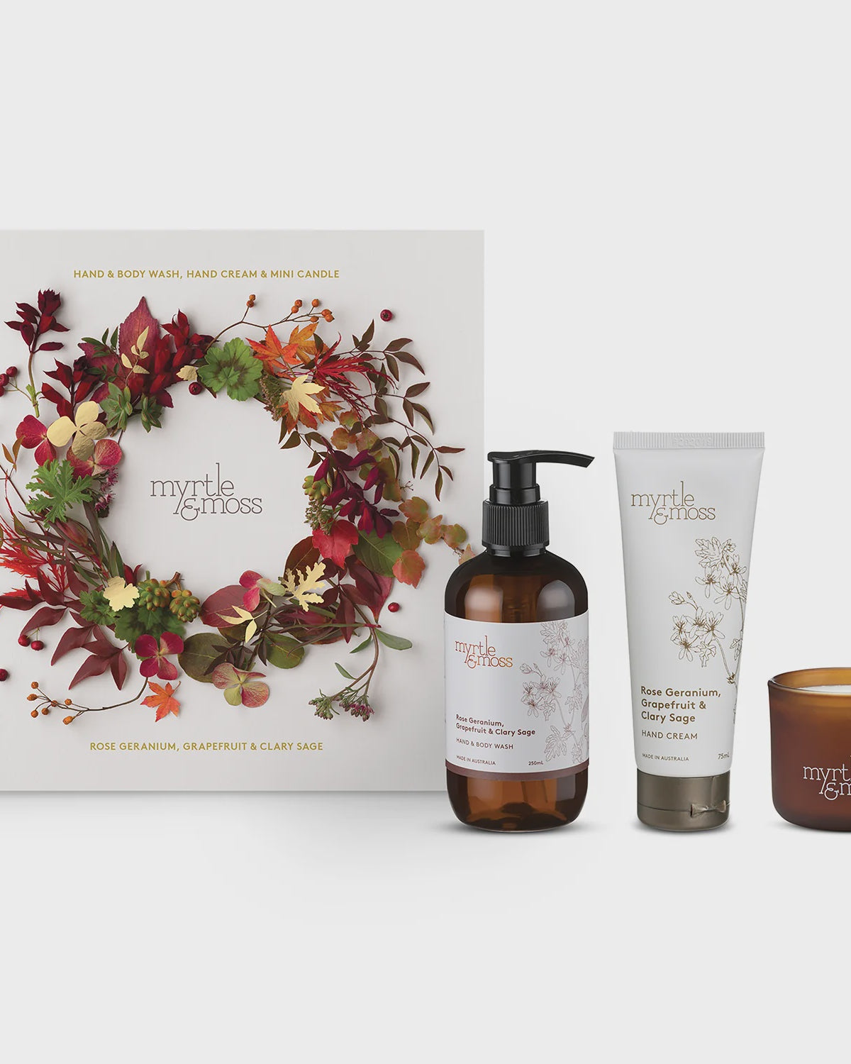 Christmas Trio Rose Geranium Grapefruit & Clary Sage Gifts and Accessories Myrtle & Moss