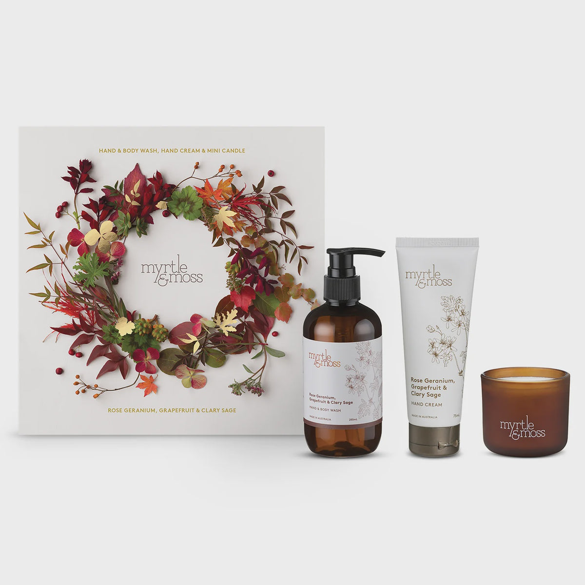 Christmas Trio Rose Geranium Grapefruit & Clary Sage Gifts and Accessories Myrtle & Moss