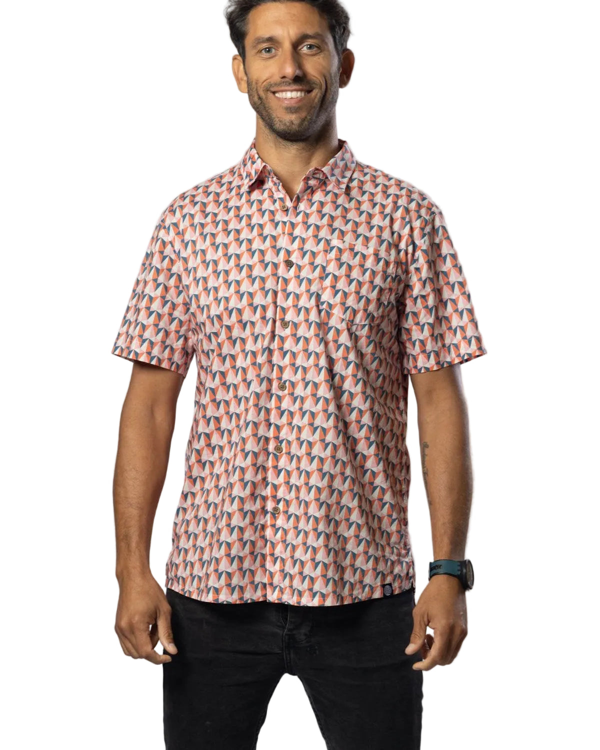 Tessellate Cotton Mens Shirt Mens Tops Skumi S